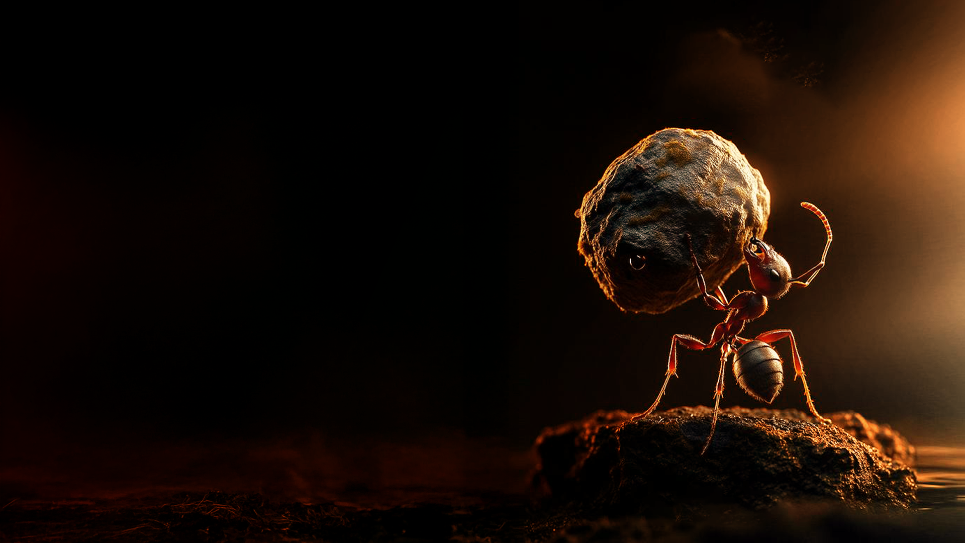 Ant carrying boulder · right