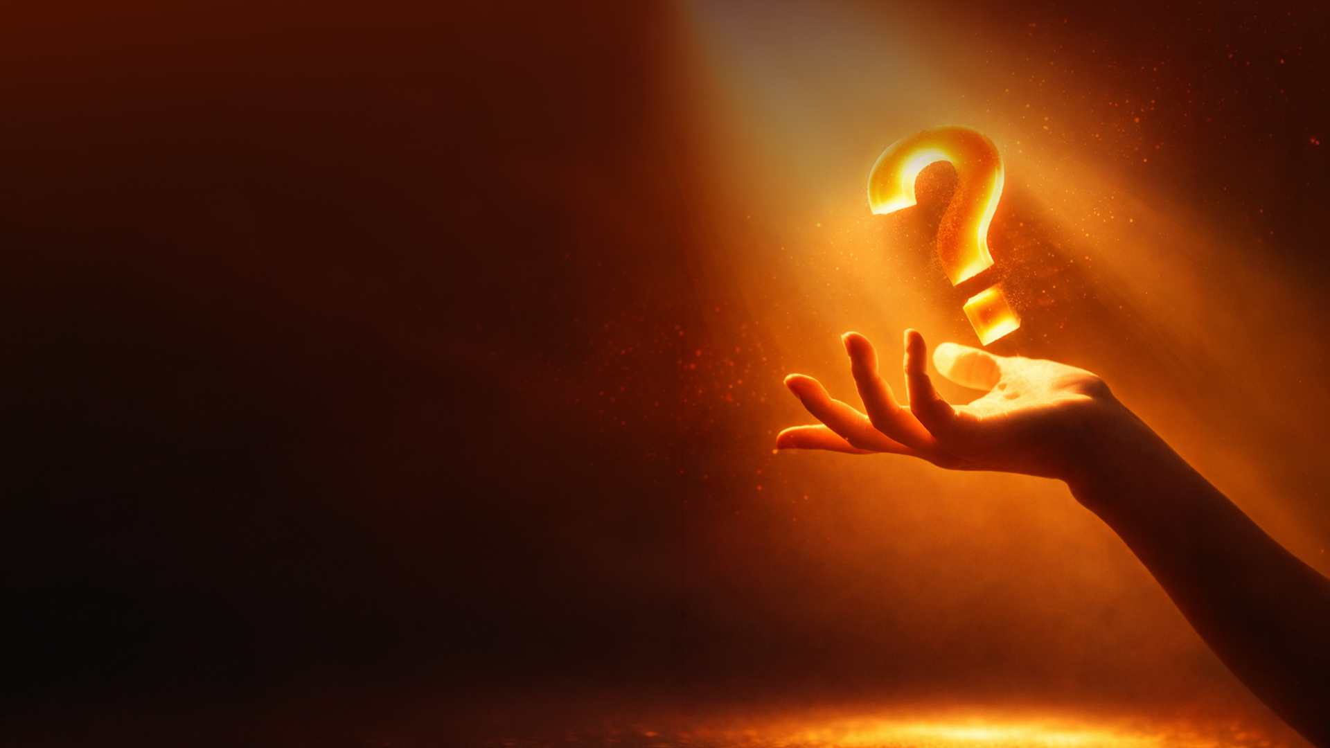 Hand catching question mark · right