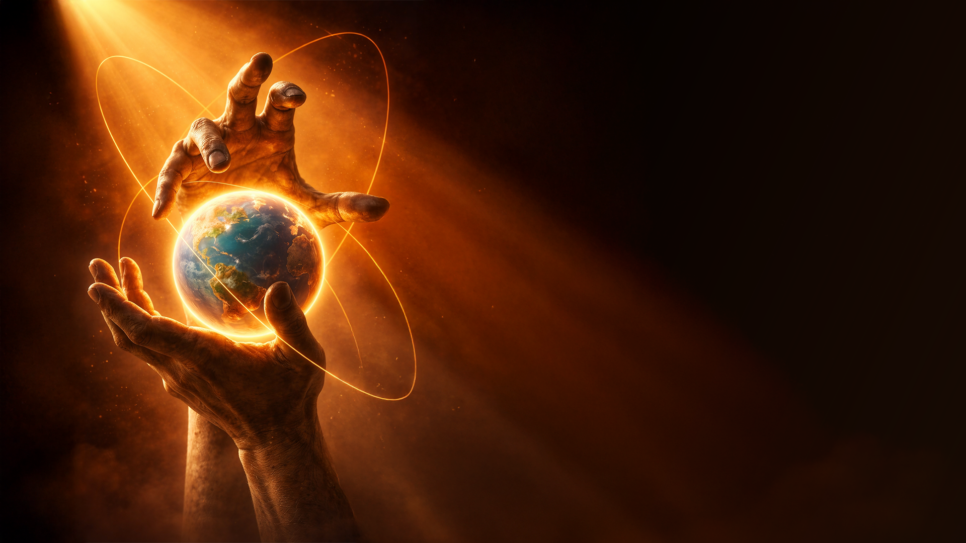 Hand holding Earth · left